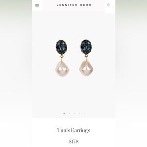 Jennifer Behr Tunis Sapphire Pearl Earnings: brand new, never worn